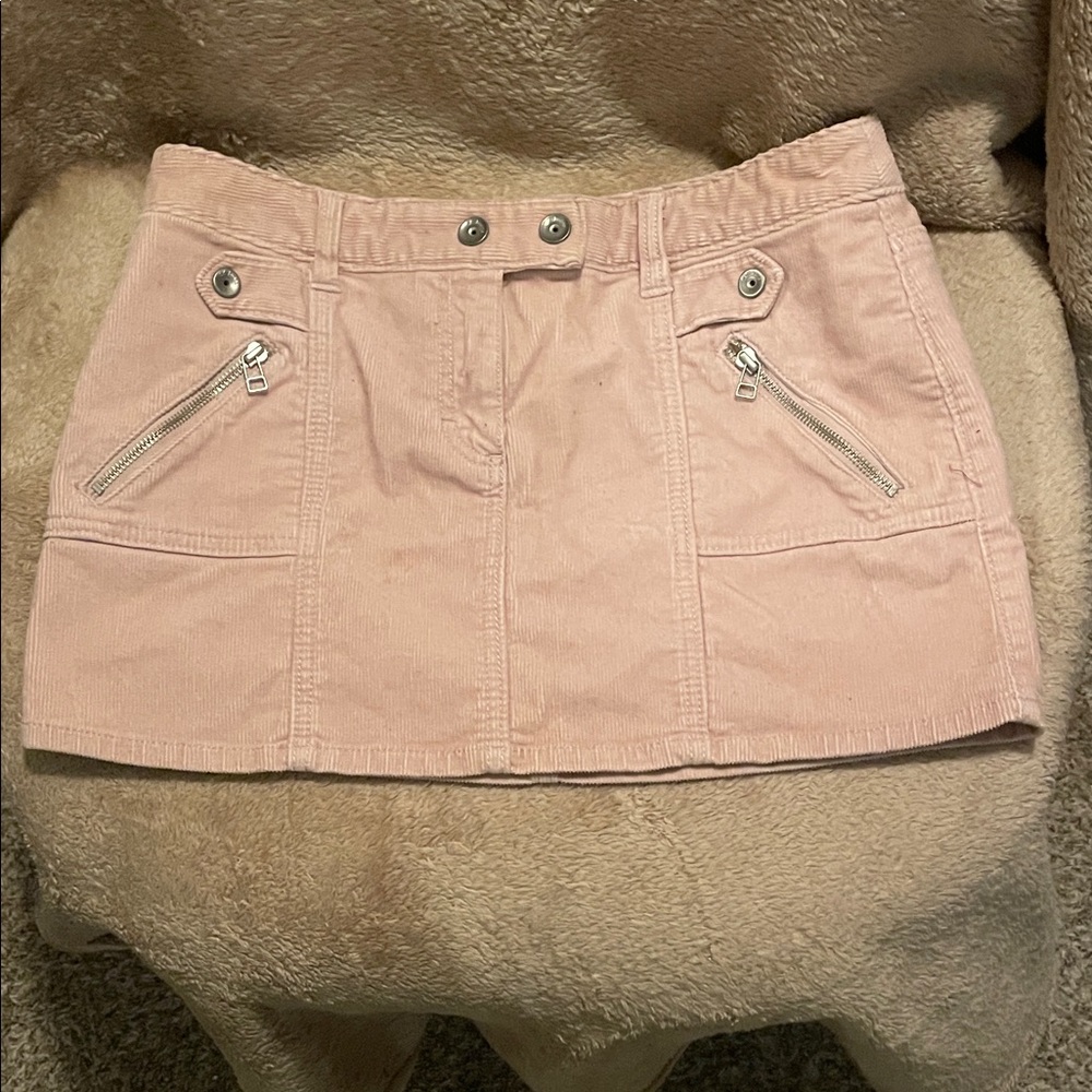 Calvin Klein Jeans Light Pink Mini Skirt with Aesthetic Coquette Silver Zippers